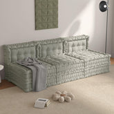 WOWMAX Floor Sofa Couch Bed Convertible Lazy Sofa,Velvet-Light Gray